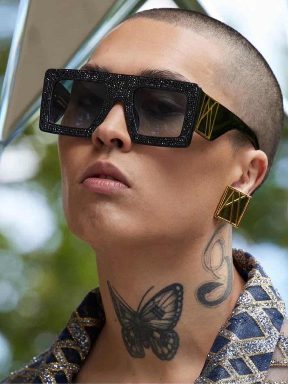 New Anna Karin Karlsson Mother Beep Black Crystal Sunglasses Authentic